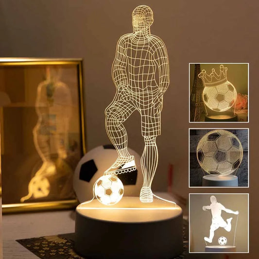 LED 3D Football Theme Table Lamp USB Plug Bedroom Bedside