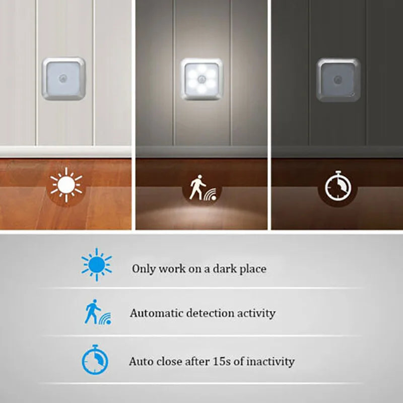 6 LED Night Light PIR Auto Motion Sensor Night