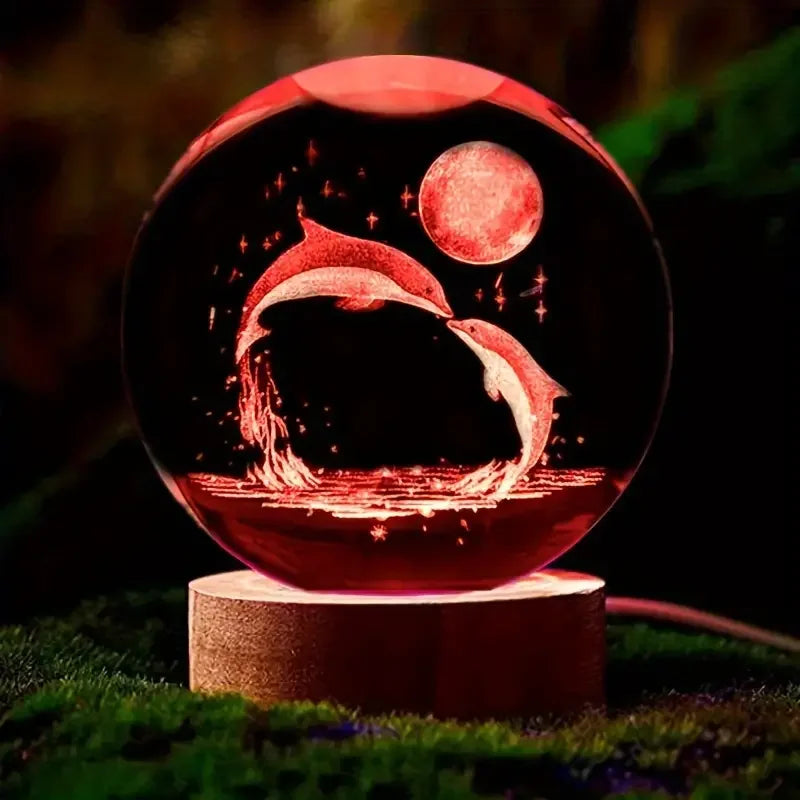 1pc 3D Dolphin Moon crystal ball