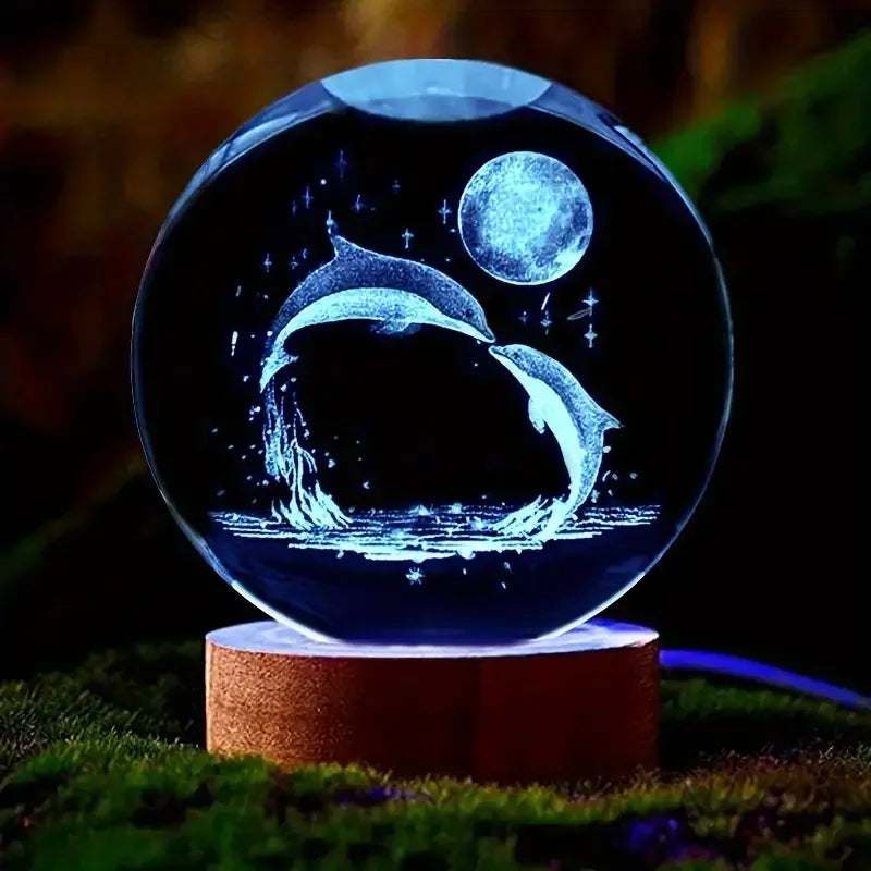 1pc 3D Dolphin Moon crystal ball