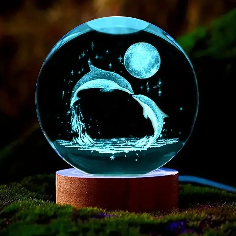 1pc 3D Dolphin Moon crystal ball