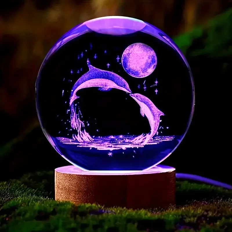 1pc 3D Dolphin Moon crystal ball